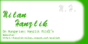 milan hanzlik business card